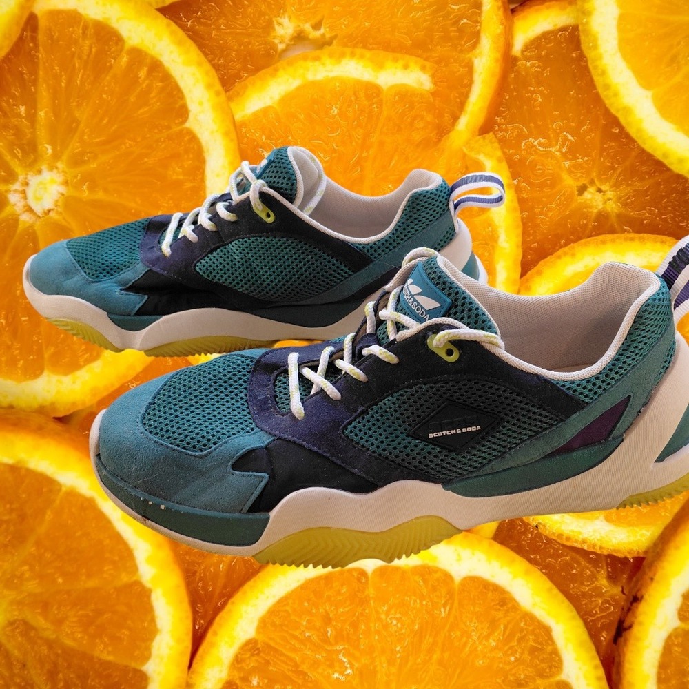 Scotch & Soda Mens Teal Green Sneakers EU 41 US 8 Low Top Athletic Shoes